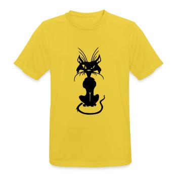 Bad Cat - T-shirt respirant Homme - jaune soleil - Devant - AI Model Male 185 dark (185cm)