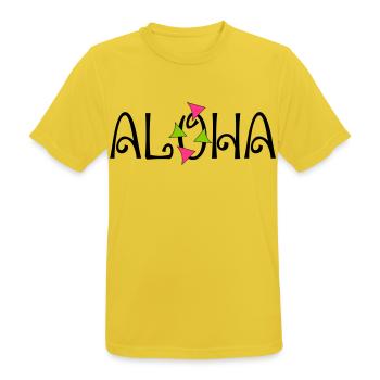 ALOHA - Männer T-Shirt atmungsaktiv - Sonnengelb - Vorne - AI Model Male 185 dark (185cm)