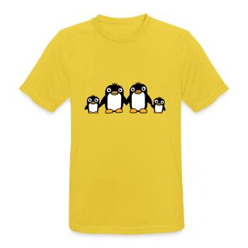 4 pingouins papa maman deux enfants bébé mains tenant - T-shirt respirant Homme - jaune soleil - Devant - AI Model Male 185 dark (185cm)