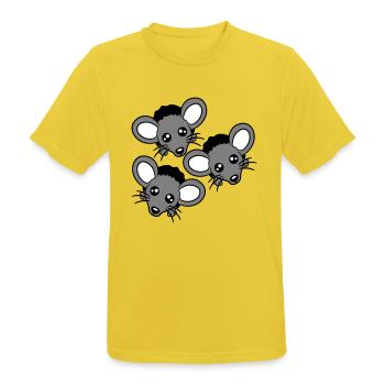 3 souris Trou mural Trou de souris Trois amis Équipe Équipage - T-shirt respirant Homme - jaune soleil - Devant - AI Model Male 185 dark (185cm)