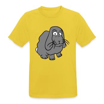 Hase Kaninchen komisches Gesicht Grimasse Grinsen - Männer T-Shirt atmungsaktiv - Sonnengelb - Vorne - AI Model Male 185 dark (185cm)