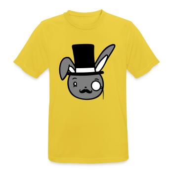 Mr. Bunny Gentleman Chapeau haut de forme Monocle Lunettes - T-shirt respirant Homme - jaune soleil - Devant - AI Model Male 185 dark (185cm)