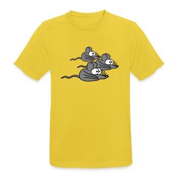 3 souris famille enfant maman papa parents trois amis - T-shirt respirant Homme - jaune soleil - Devant - AI Model Male 185 dark (185cm)
