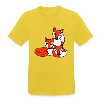 3 Füchse Freunde Familie Drei Kinder Crew Team Süß - Männer T-Shirt atmungsaktiv - Sonnengelb - Vorne - AI Model Male 185 dark (185cm)