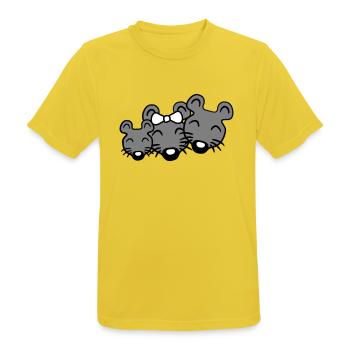 3 Mice Family Child Mom Dad Parents Row Cute - Men's Breathable T-Shirt - sunshine - Front - AI Model Male 185 dark (185cm)