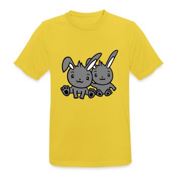 2 Hasen Freunde Team Crew Paar Zwei Glückliche - Männer T-Shirt atmungsaktiv - Sonnengelb - Vorne - AI Model Male 185 dark (185cm)