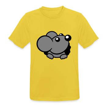 Maus Wand Loch Mauseloch Guckt Süß Lustig Comic - Männer T-Shirt atmungsaktiv - Sonnengelb - Vorne - AI Model Male 185 dark (185cm)