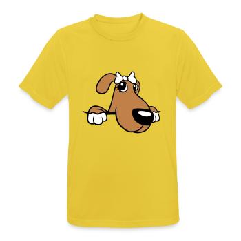 Hund Hinter Mauer Hübsche Dame Schleife Weiblich - Männer T-Shirt atmungsaktiv - Sonnengelb - Vorne - AI Model Male 185 dark (185cm)