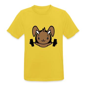 Bunny Bodybuilder Gym Muscles Strong Fitness Weight - Men's Breathable T-Shirt - sunshine - Front - AI Model Male 185 dark (185cm)
