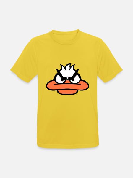Ente guckt lustig böse wütend gemein sauer Blick - Männer T-Shirt atmungsaktiv - Sonnengelb