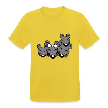 4 Mäuse Familie Zwei Kinder Mama Papa Eltern Süß - Männer T-Shirt atmungsaktiv - Sonnengelb - Vorne - AI Model Male 185 dark (185cm)