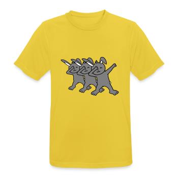 3 Bunnies Dabbing Dab Dance Pose Dancing Party Celebrate - Men's Breathable T-Shirt - sunshine - Front - AI Model Male 185 dark (185cm)