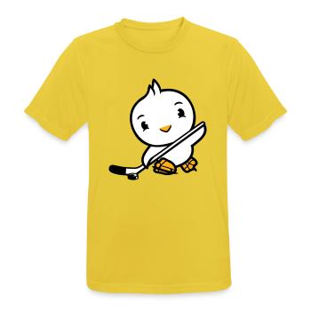 Bird Playing Hockey Sport Puck Stick Hobby - Men's Breathable T-Shirt - sunshine - Front - AI Model Male 185 dark (185cm)
