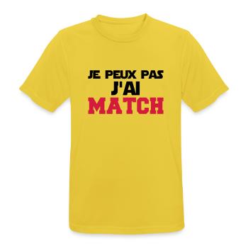 je peux pas j'ai match - T-shirt respirant Homme - jaune soleil - Devant - AI Model Male 185 dark (185cm)