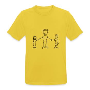 family_dad_with_girl_and_boy_1c - Männer T-Shirt atmungsaktiv - Sonnengelb - Vorne - AI Model Male 185 dark (185cm)