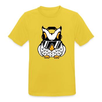 hibou écouteurs lunettes de soleil musique cool soirée d’écoute - T-shirt respirant Homme - jaune soleil - Devant - AI Model Male 185 dark (185cm)