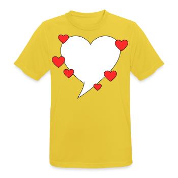 Bulle de dialogue avec des cœurs - T-shirt respirant Homme - jaune soleil - Devant - AI Model Male 185 dark (185cm)