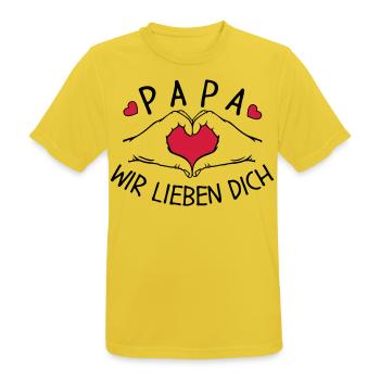 Papa wir lieben Dich - Männer T-Shirt atmungsaktiv - Sonnengelb - Vorne - AI Model Male 185 dark (185cm)