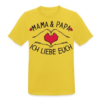 Mama und Papa ich liebe Euch - Männer T-Shirt atmungsaktiv - Sonnengelb - Vorne - AI Model Male 185 dark (185cm)