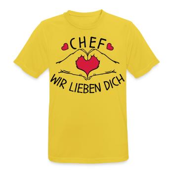 Chef wir liebe Dich - Männer T-Shirt atmungsaktiv - Sonnengelb - Vorne - AI Model Male 185 dark (185cm)