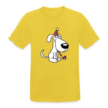 Dog Birthday New Year's Eve Party Hat Celebrate Toad - Men's Breathable T-Shirt - sunshine - Front - AI Model Male 185 dark (185cm)