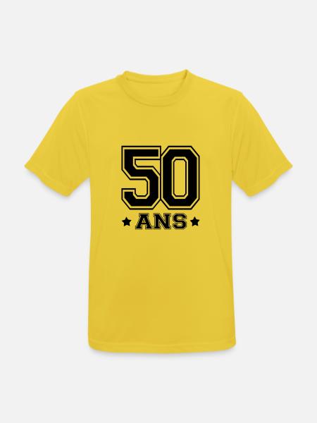 50 ANS - T-shirt respirant Homme - jaune soleil