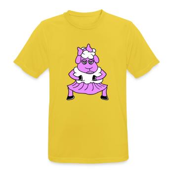 mouton fille femme femme jolie fatiguée jupe de danse - T-shirt respirant Homme - jaune soleil - Devant - AI Model Male 185 dark (185cm)