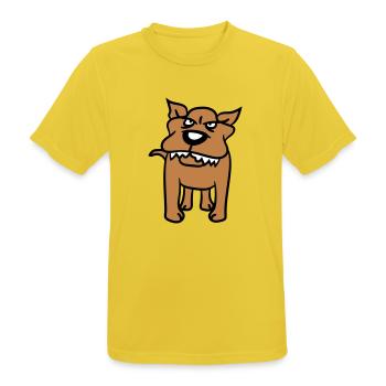 Chien, Monstre, Maléfique, Dangereux, Loup, Dents acérées - T-shirt respirant Homme - jaune soleil - Devant - AI Model Male 185 dark (185cm)