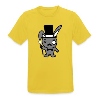 Mr. Bunny Gentleman Chapeau haut de forme Monocle Lunettes - T-shirt respirant Homme - jaune soleil - Devant - AI Model Male 185 dark (185cm)