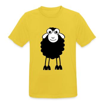 Schafe, weiße oder schwarze Schafe. Träumen oder schlafen - Männer T-Shirt atmungsaktiv - Sonnengelb - Vorne - AI Model Male 185 dark (185cm)