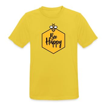 Bee Happy - Männer T-Shirt atmungsaktiv - Sonnengelb - Vorne - AI Model Male 185 dark (185cm)