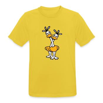2 Road Runner Couple Coucou Oiseau Long Cou - T-shirt respirant Homme - jaune soleil - Devant - AI Model Male 185 dark (185cm)