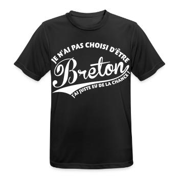 Breton chanceux - T-shirt respirant Homme - noir - Devant - AI Model Male 178 light (178cm)