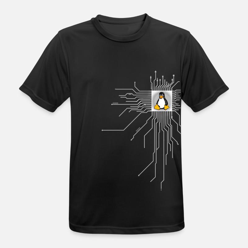 platine pingouin Core Coeur Ordinateur pc Nerd program - T-shirt respirant Homme - noir