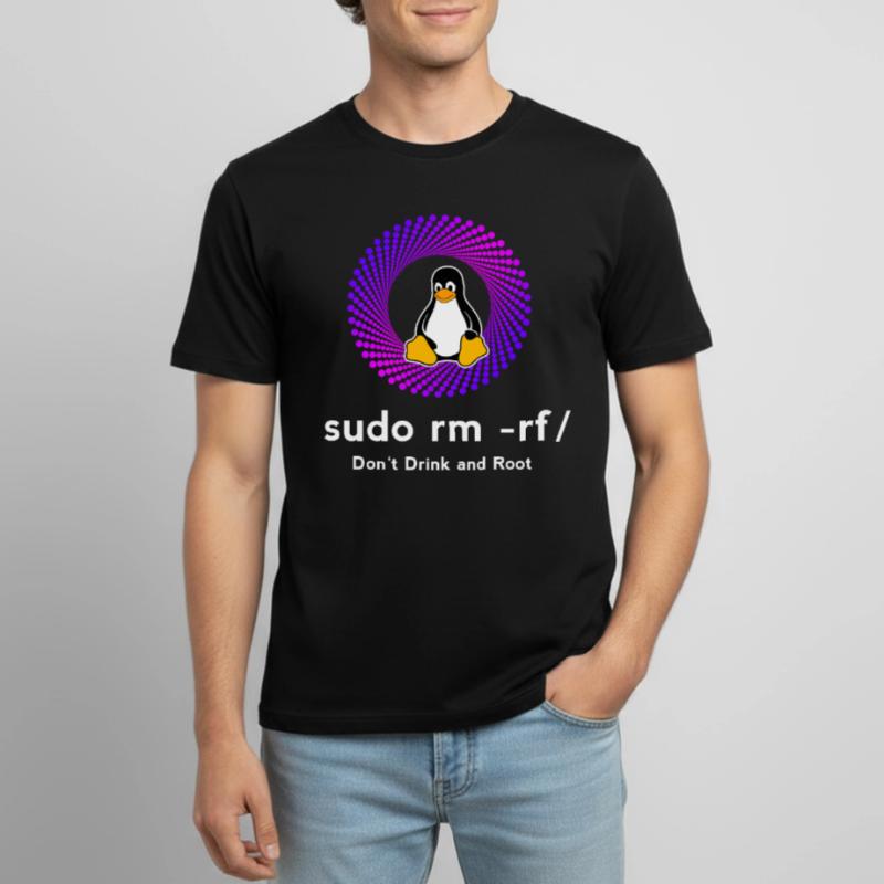 Computer Sys admin Pinguin Nerd pc sudo rm -rf cod Männer T-Shirt atmungsaktiv