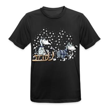 Schlittenhunde im Schnee - Männer T-Shirt atmungsaktiv - Schwarz - Vorne - AI Model Male 178 light (178cm)