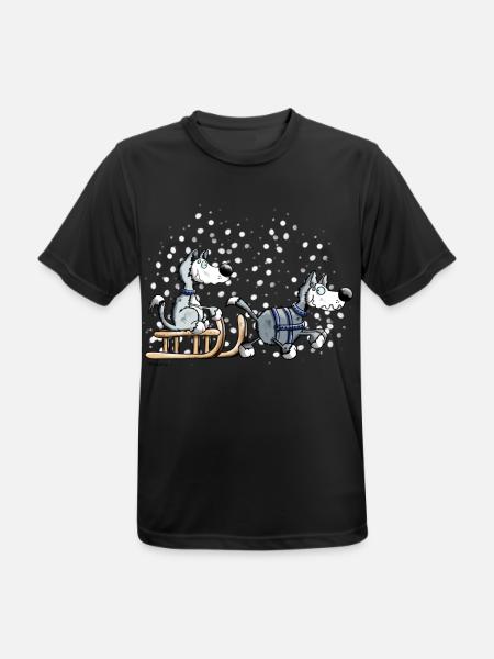 Huskies in the snow - Men's Breathable T-Shirt - black