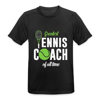 Largest tennis coach ever - Men's Breathable T-Shirt - black - Front - AI Model Male 178 light (178cm)