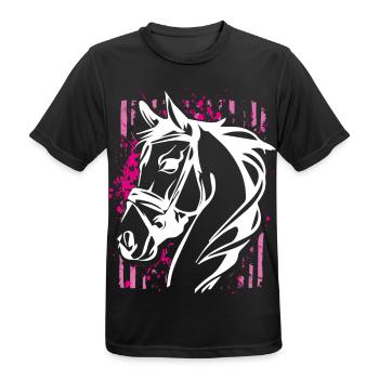 Graffiti-Stil Pferd mit Pinkem Farbsplash - Männer T-Shirt atmungsaktiv - Schwarz - Vorne - AI Model Male 178 light (178cm)
