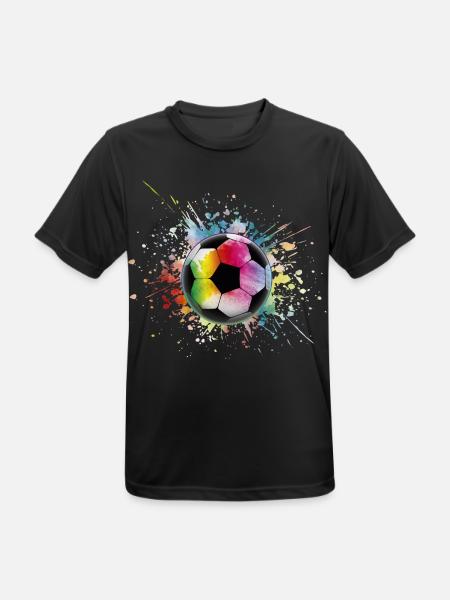 Fußball Regenbogen Bunter Ball - Männer T-Shirt atmungsaktiv - Schwarz