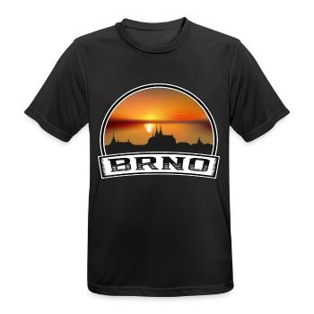 Brno Tschechien Skyline Vintage Sonnenuntergang Reise Souveni - Männer T-Shirt atmungsaktiv - Schwarz - Vorne - AI Model Male 178 light (178cm)