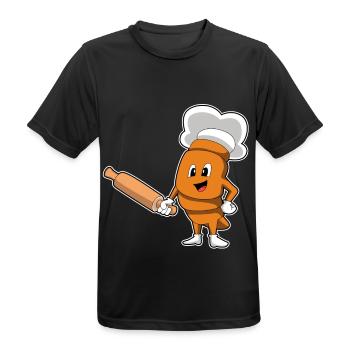 Rouleau à pâtisserie de pain - T-shirt respirant Homme - noir - Devant - AI Model Male 178 light (178cm)