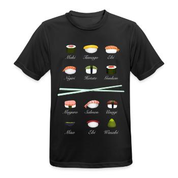 sushi kit Chopsticks manga wasabi japan riz fish - T-shirt respirant Homme - noir - Devant - AI Model Male 178 light (178cm)