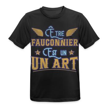 Être fauconnier est un art humour aigle faucon - T-shirt respirant Homme - noir - Devant - AI Model Male 178 light (178cm)