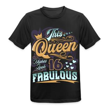 16. Geburtstag 16 Jahre Frauen Damen Queen - Männer T-Shirt atmungsaktiv - Schwarz - Vorne - AI Model Male 178 light (178cm)