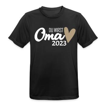Oma 2023 - Werdende Oma 2023 - Männer T-Shirt atmungsaktiv - Schwarz - Vorne - AI Model Male 178 light (178cm)