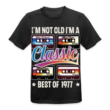 1977 Year of birth Birthday Cassette Vintage - Men's Breathable T-Shirt - black - Front - AI Model Male 178 light (178cm)