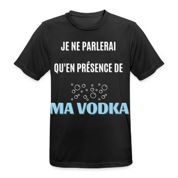 je ne parlerai qu'en présence de ma vodka - T-shirt respirant Homme - noir - Devant - AI Model Male 178 light (178cm)