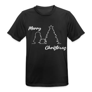 Santa peeing on Tree, Merry Christmas, Weihnachten - Männer T-Shirt atmungsaktiv - Schwarz - Vorne - AI Model Male 178 light (178cm)
