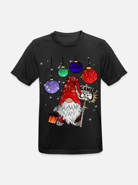 Gamer Wichtel Christmas Gnome - Männer T-Shirt atmungsaktiv - Schwarz